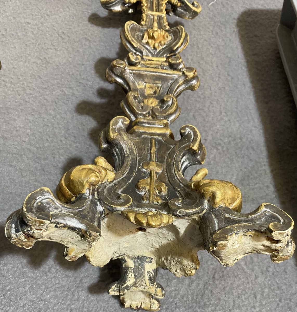 Monstrance - Reliquaire, en Bois sculpté,  de la Sainte Croix ( Theca en Argent ), Italie XVIII-photo-2