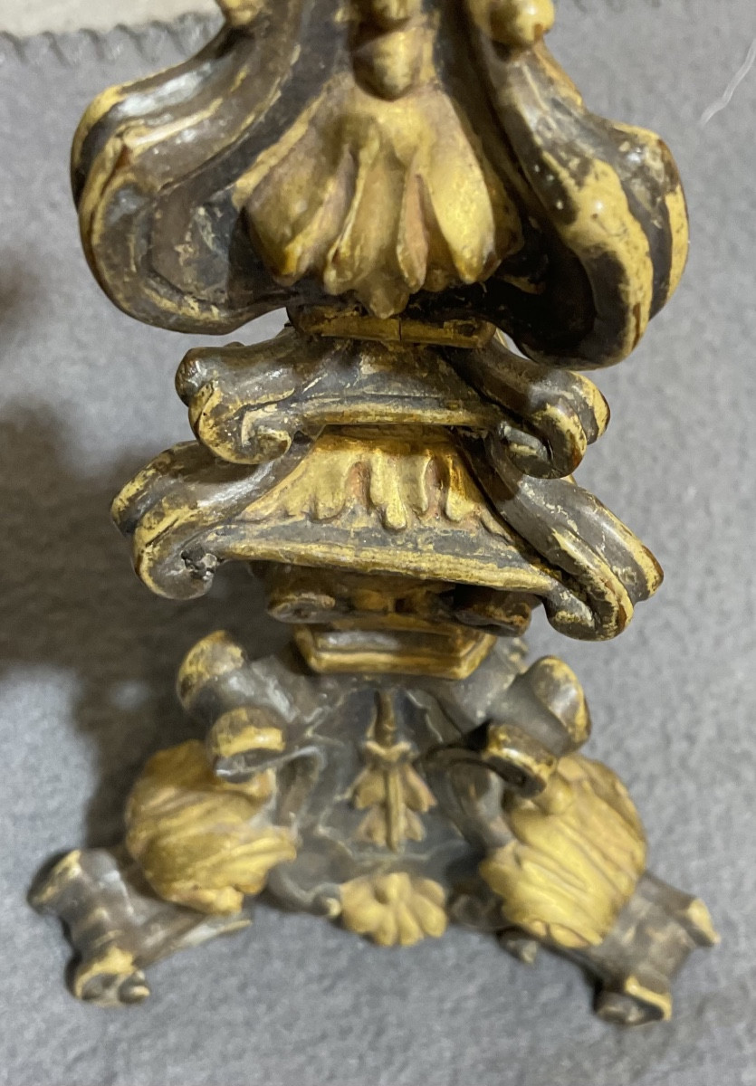 Monstrance - Reliquaire, en Bois sculpté,  de la Sainte Croix ( Theca en Argent ), Italie XVIII-photo-3