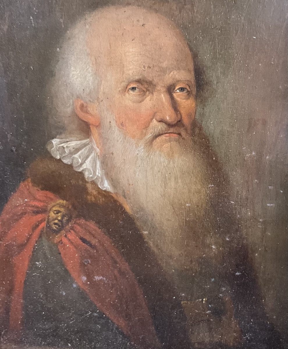 Portrait Anonyme d’un Vieux Homme ( Savant, Noble? ) Huile sur Bois, Pays -Bas , XVII/ XVIIIème-photo-3