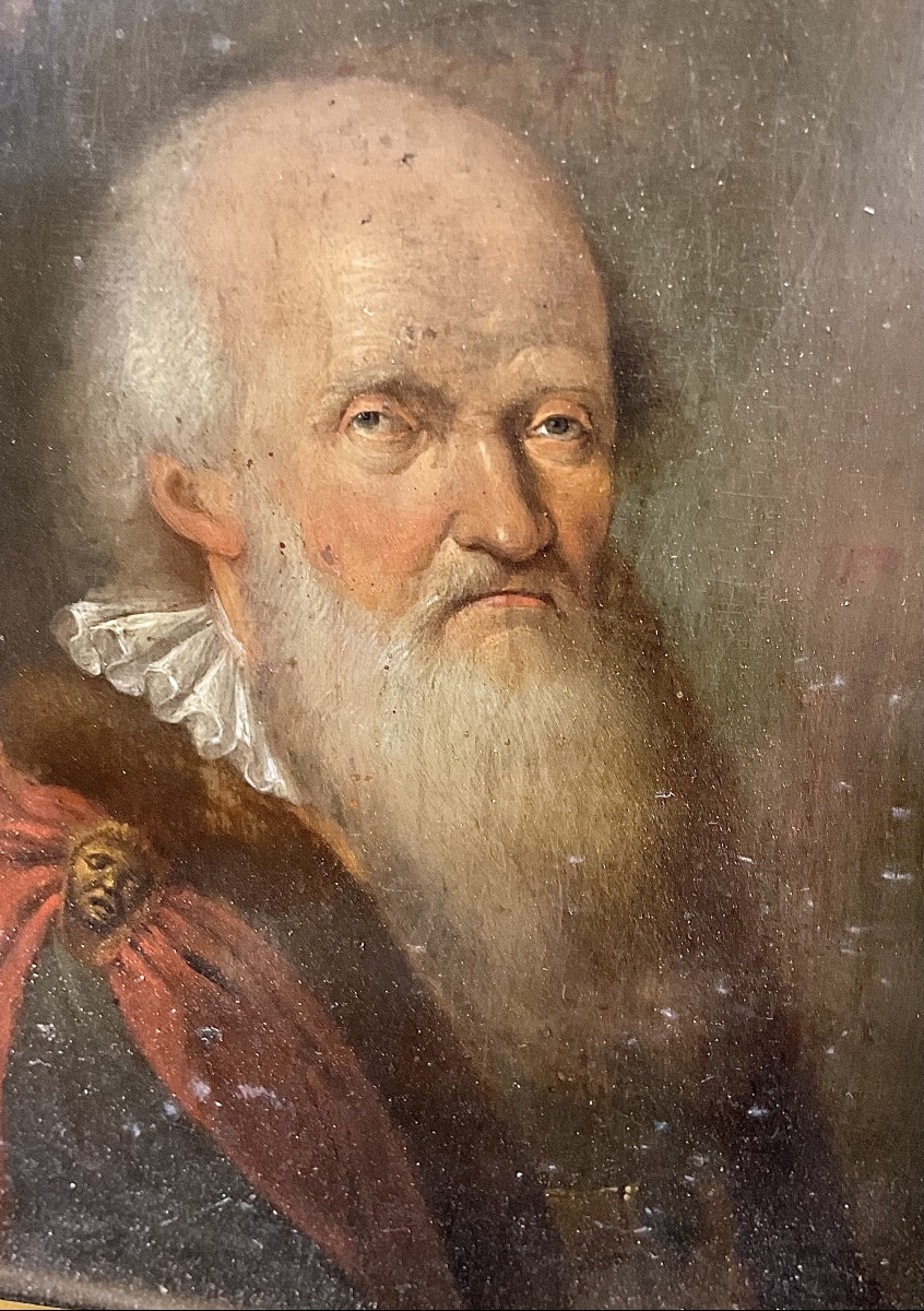Portrait Anonyme d’un Vieux Homme ( Savant, Noble? ) Huile sur Bois, Pays -Bas , XVII/ XVIIIème-photo-4