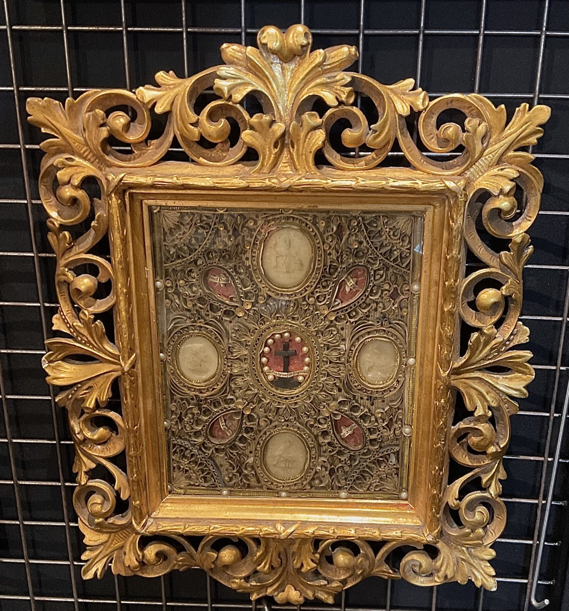 Cadre - Reliquaire à Paperolles ( Réliques de Saints, de La Vraie Croix ) Italie , fin XVIIIe