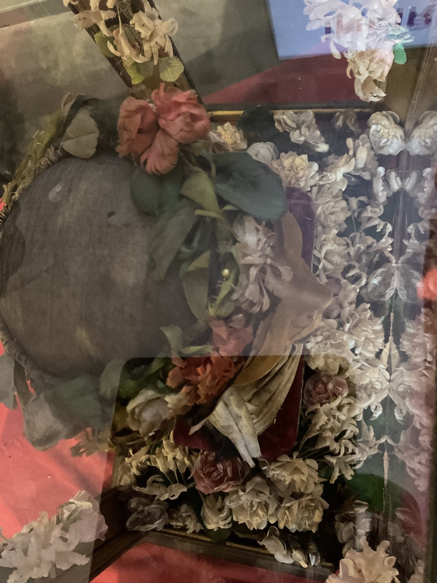 Reliquary - Showcase - Carved Wood , With Wax Bust Of Sainte Cathrin De Sienna , Sicily 1800-photo-6