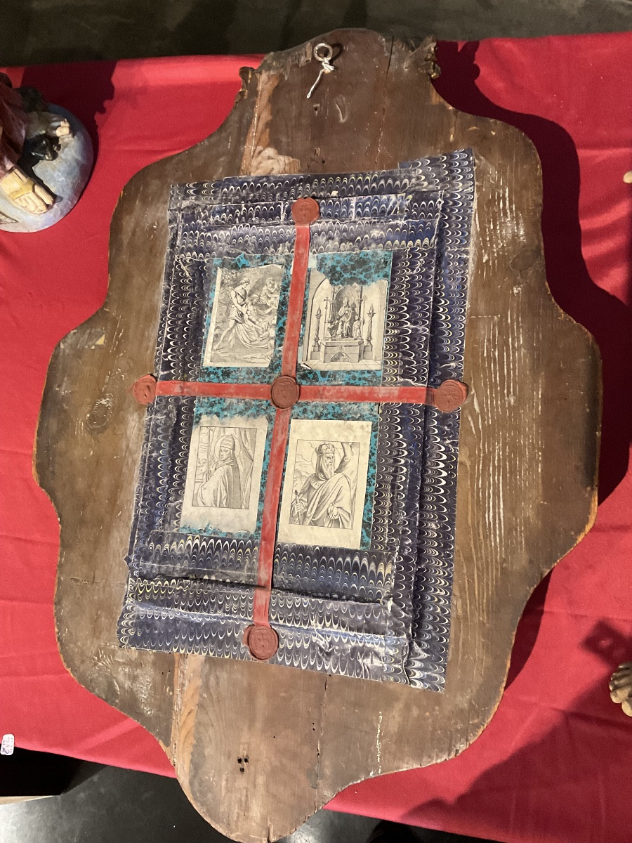 Frame - Reliquary In Carved Wood With Rocaille Décor And Angel Heads, -photo-3
