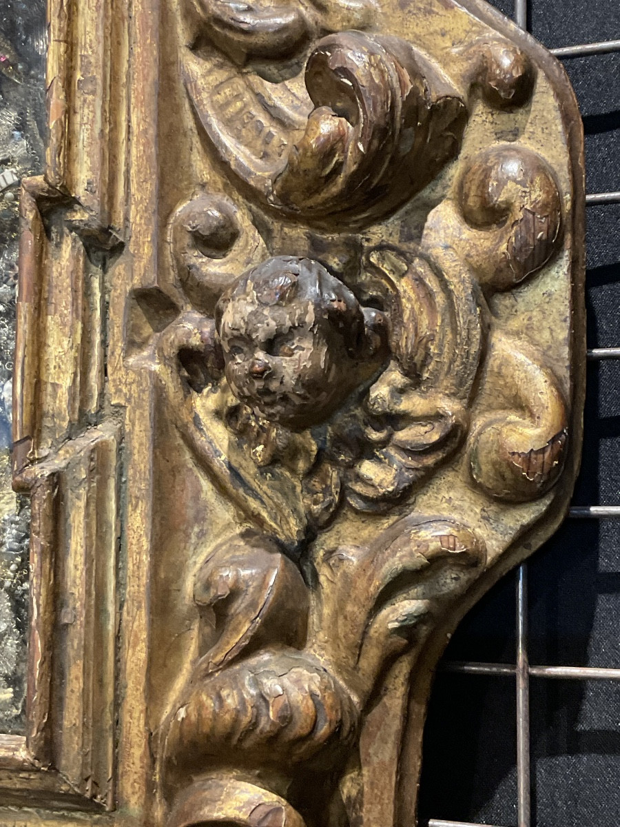 Frame - Reliquary In Carved Wood With Rocaille Décor And Angel Heads, -photo-1