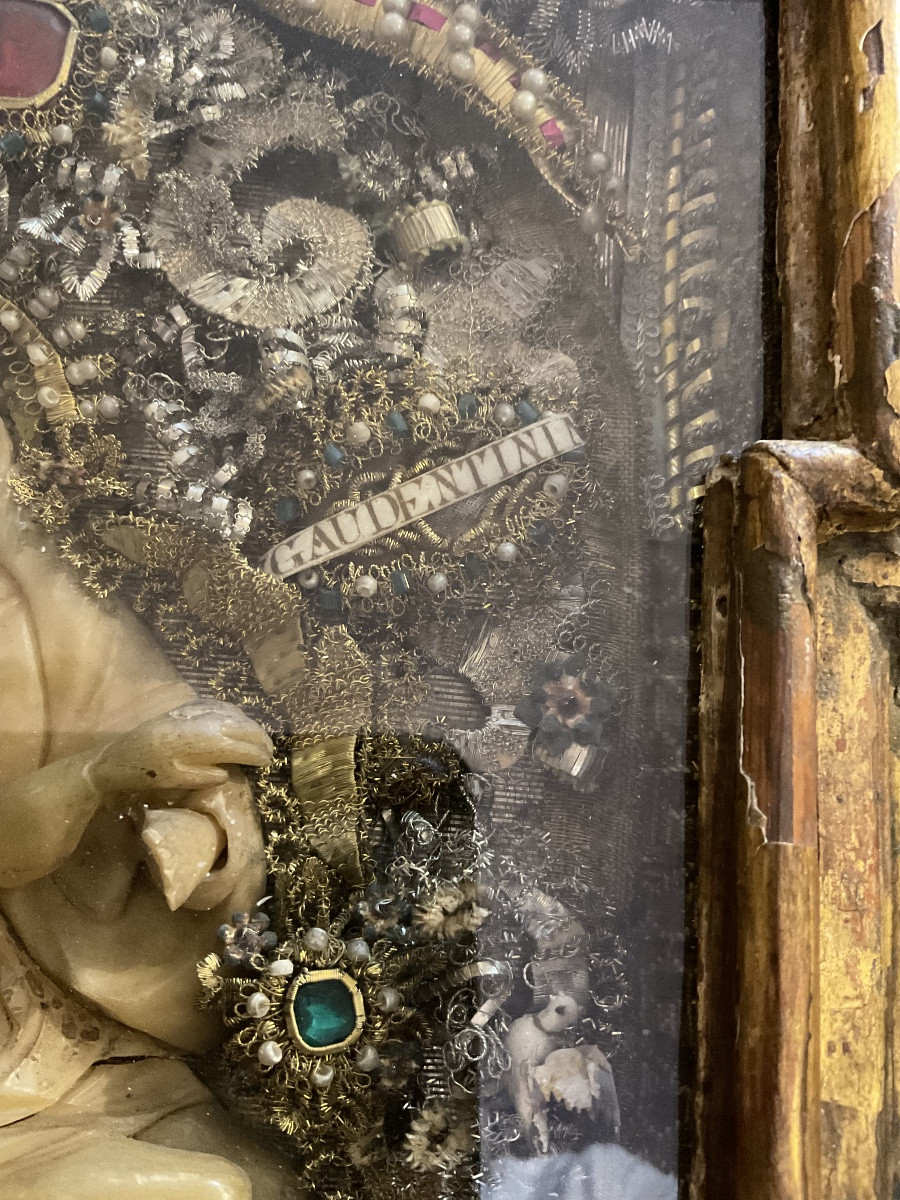 Frame - Reliquary In Carved Wood With Rocaille Décor And Angel Heads, -photo-6