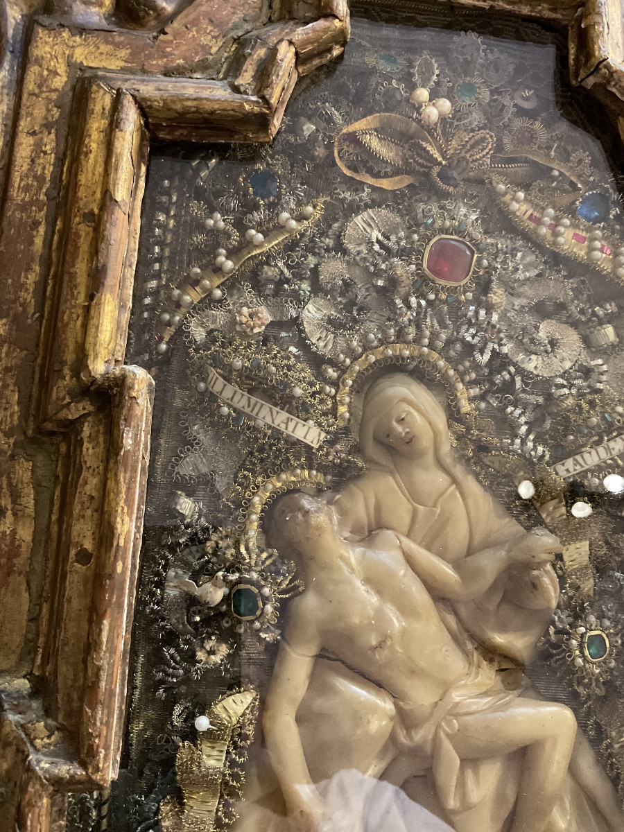 Frame - Reliquary In Carved Wood With Rocaille Décor And Angel Heads, -photo-7