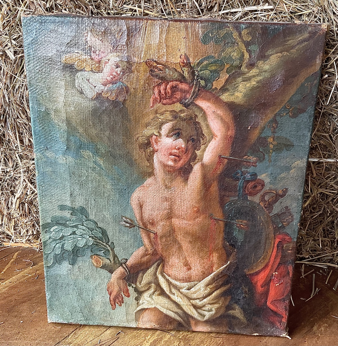“ The Martyr Of Saint Sebastian “ Oil On Canvas , South Germany Or Austria, End Of19.th Century-photo-2