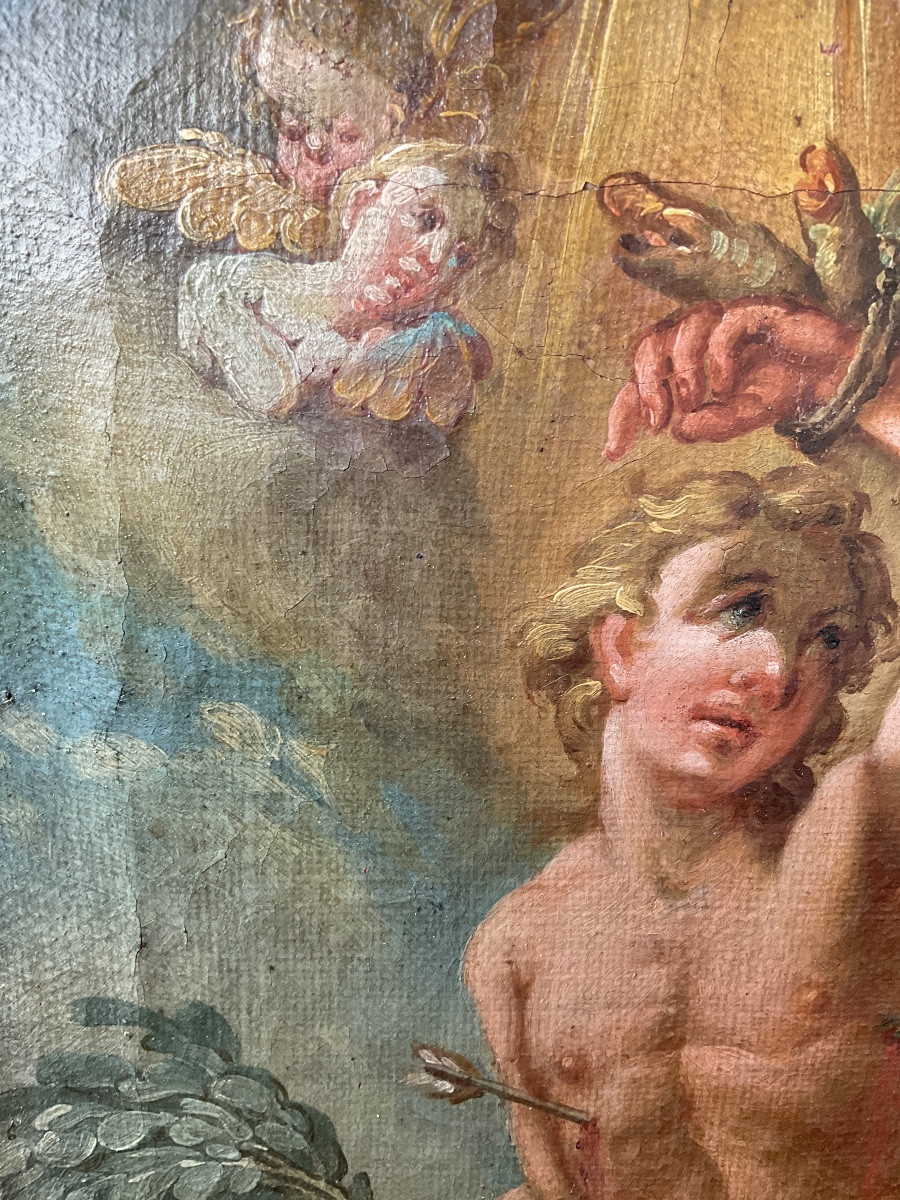 “ The Martyr Of Saint Sebastian “ Oil On Canvas , South Germany Or Austria, End Of19.th Century-photo-3