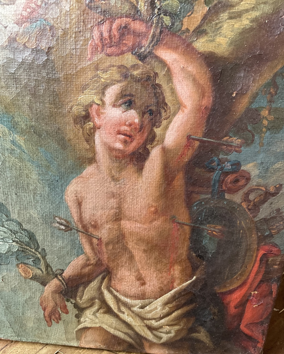 “ The Martyr Of Saint Sebastian “ Oil On Canvas , South Germany Or Austria, End Of19.th Century-photo-1