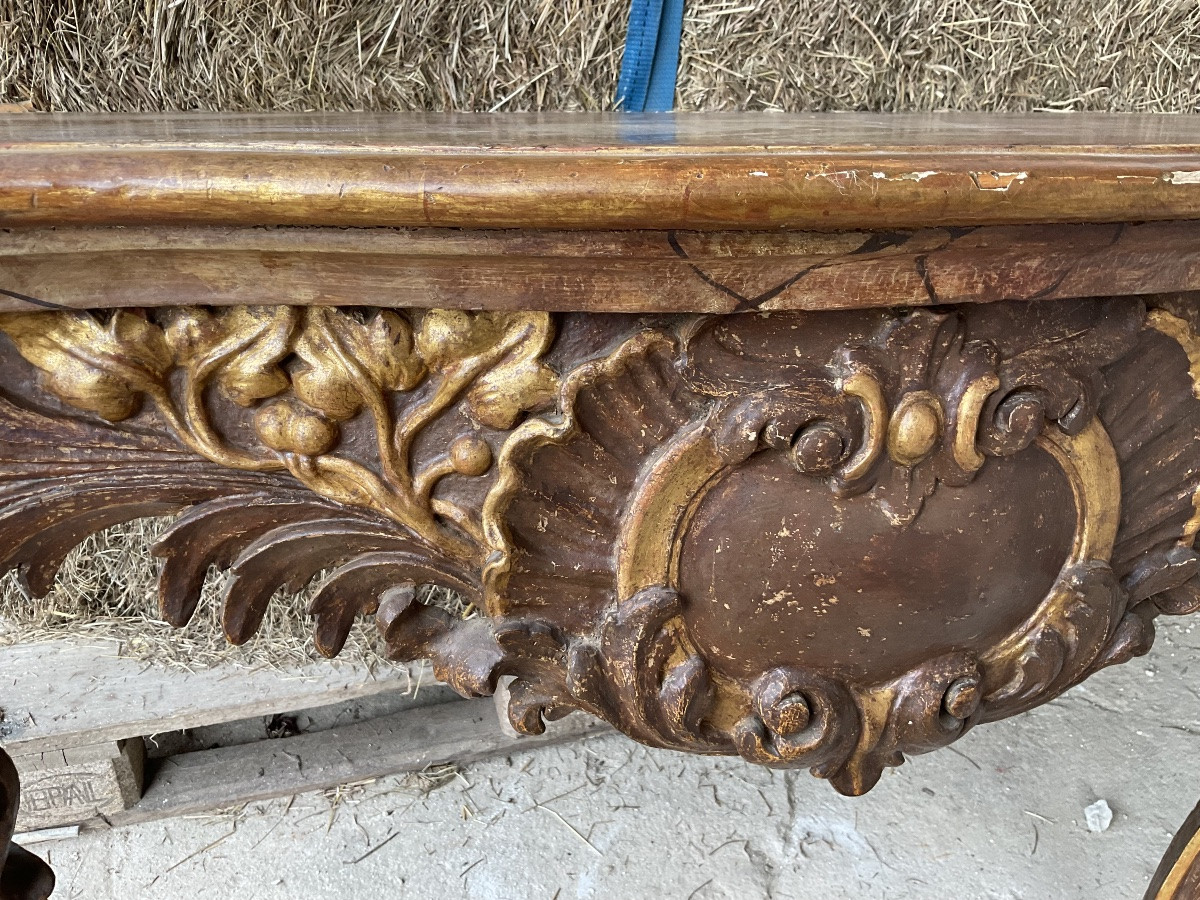 Table Console en Bois sculpté, polychromé, L’Allemagne de Sud , XVIIIe ( Baroque)-photo-5