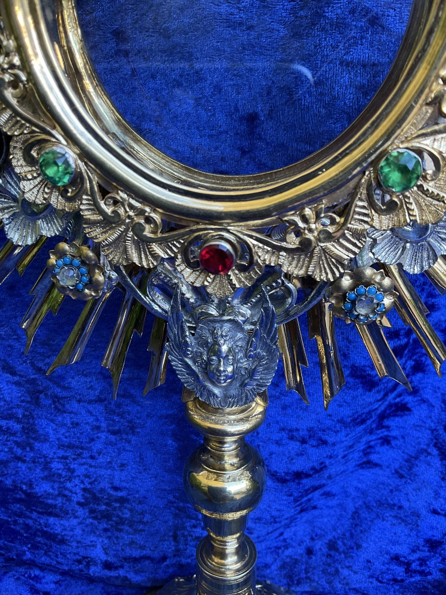 Large Radiant Monstrance, Gilded And Silvered Copper, Rococo Period, Southern Germany, 18th Century-photo-3