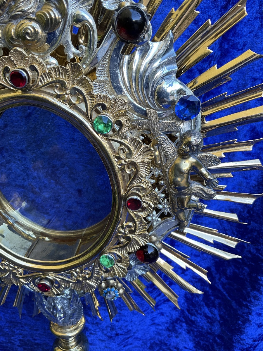 Large Radiant Monstrance, Gilded And Silvered Copper, Rococo Period, Southern Germany, 18th Century-photo-4