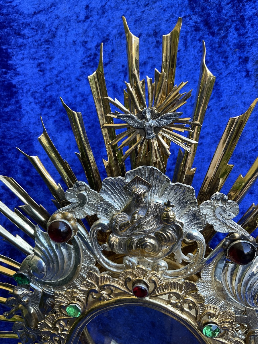 Large Radiant Monstrance, Gilded And Silvered Copper, Rococo Period, Southern Germany, 18th Century-photo-1