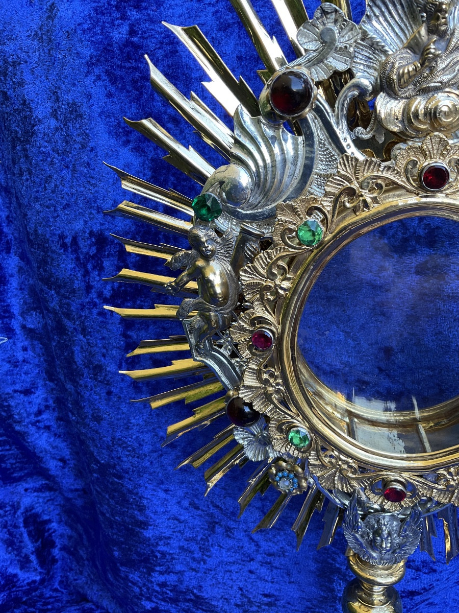 Large Radiant Monstrance, Gilded And Silvered Copper, Rococo Period, Southern Germany, 18th Century-photo-2