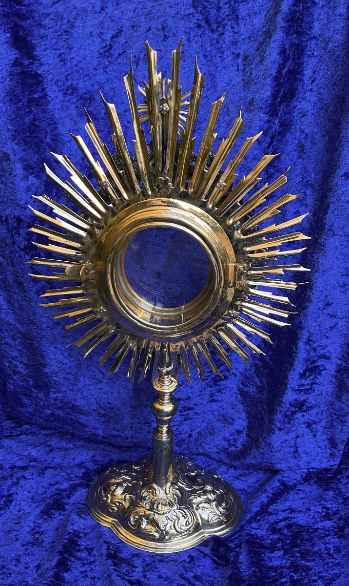 Large Radiant Monstrance, Gilded And Silvered Copper, Rococo Period, Southern Germany, 18th Century-photo-3