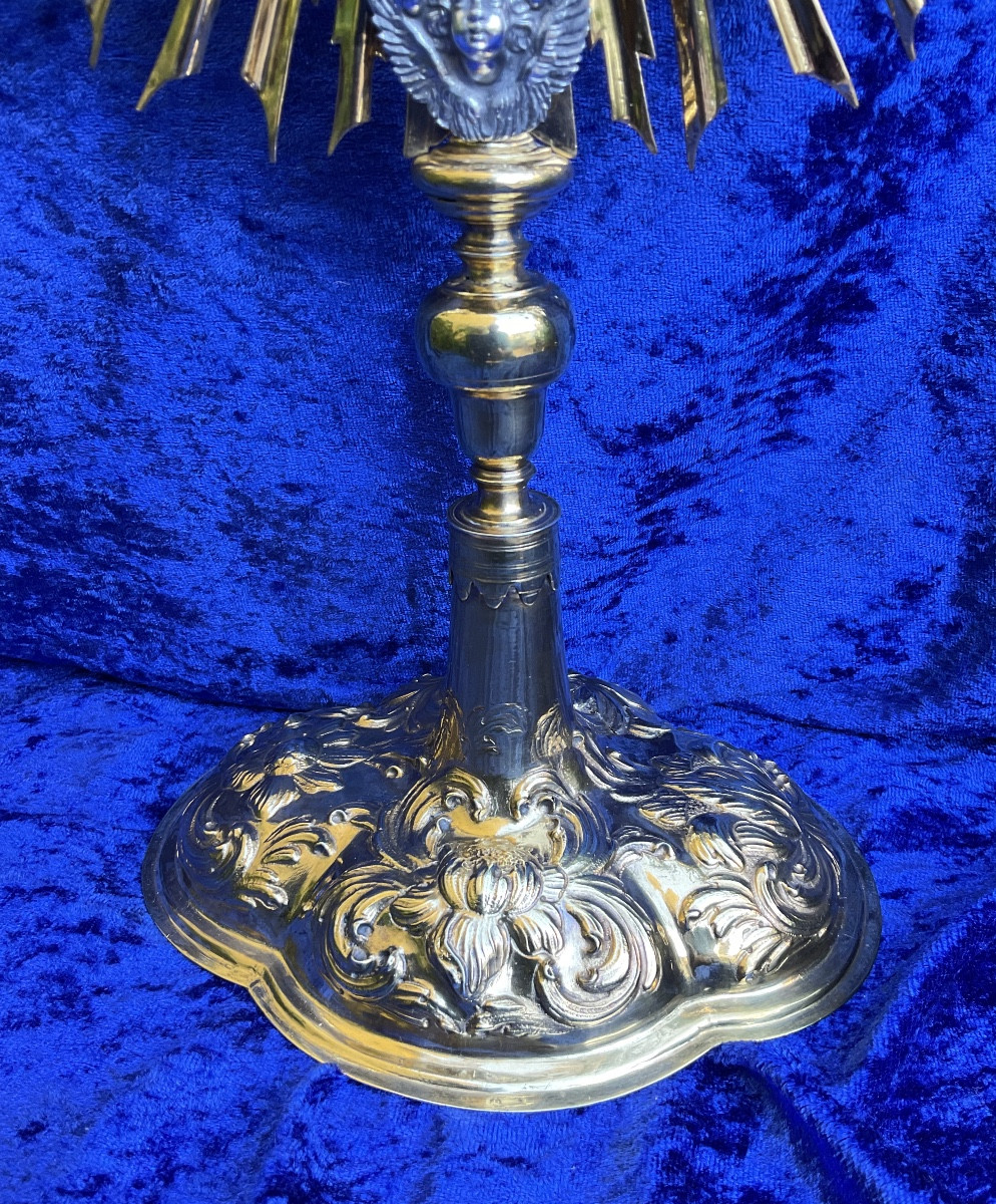 Large Radiant Monstrance, Gilded And Silvered Copper, Rococo Period, Southern Germany, 18th Century-photo-5