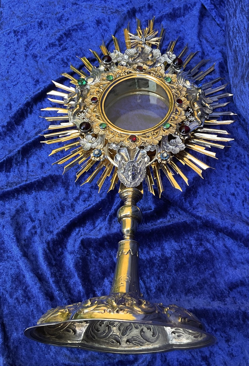 Large Radiant Monstrance, Gilded And Silvered Copper, Rococo Period, Southern Germany, 18th Century-photo-7