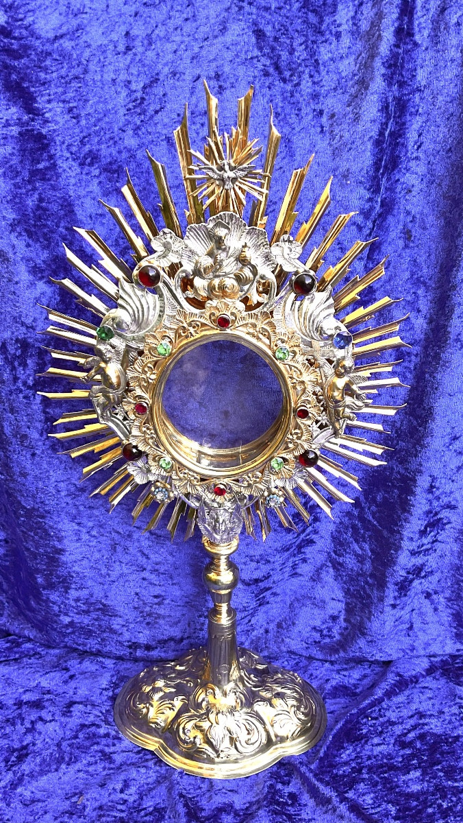 Large Radiant Monstrance, Gilded And Silvered Copper, Rococo Period, Southern Germany, 18th Century