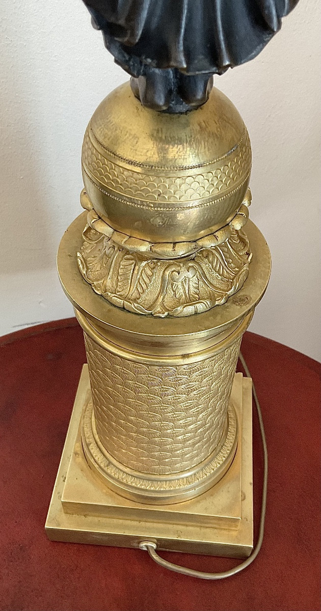 Lampe - Bouilotte , Bronze Blackened And Gilded , France , Mid 19 Th Century-photo-3
