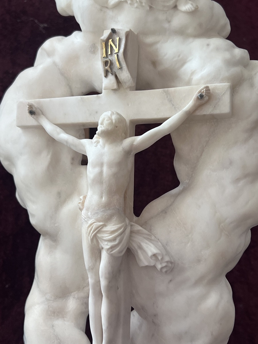 Groupe de Crucifixion en Albâtre, travail sud-germano-autrichien, XVIIIe-photo-2