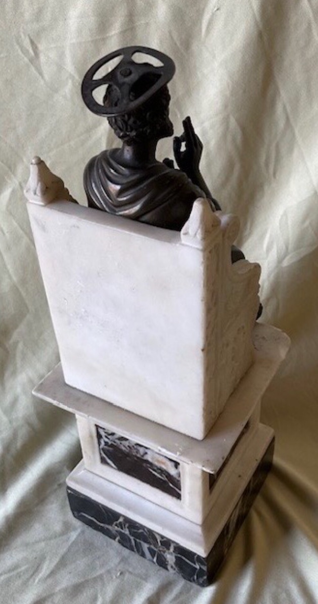 Saint Peter On His Throne, Patinated Bronze And Marble, Circa 1900-photo-3