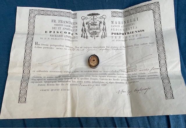 Capsule reliquaire (Theca) de saint Ignace de Loyola avec authentique, Rome, 1878-photo-2