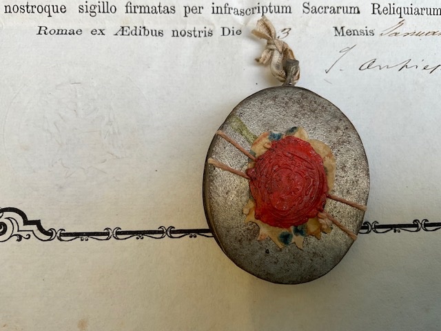 Capsule Reliquaire( Theca) de la Sainte  Agnès avec Authentique , Rome, 1884-photo-1