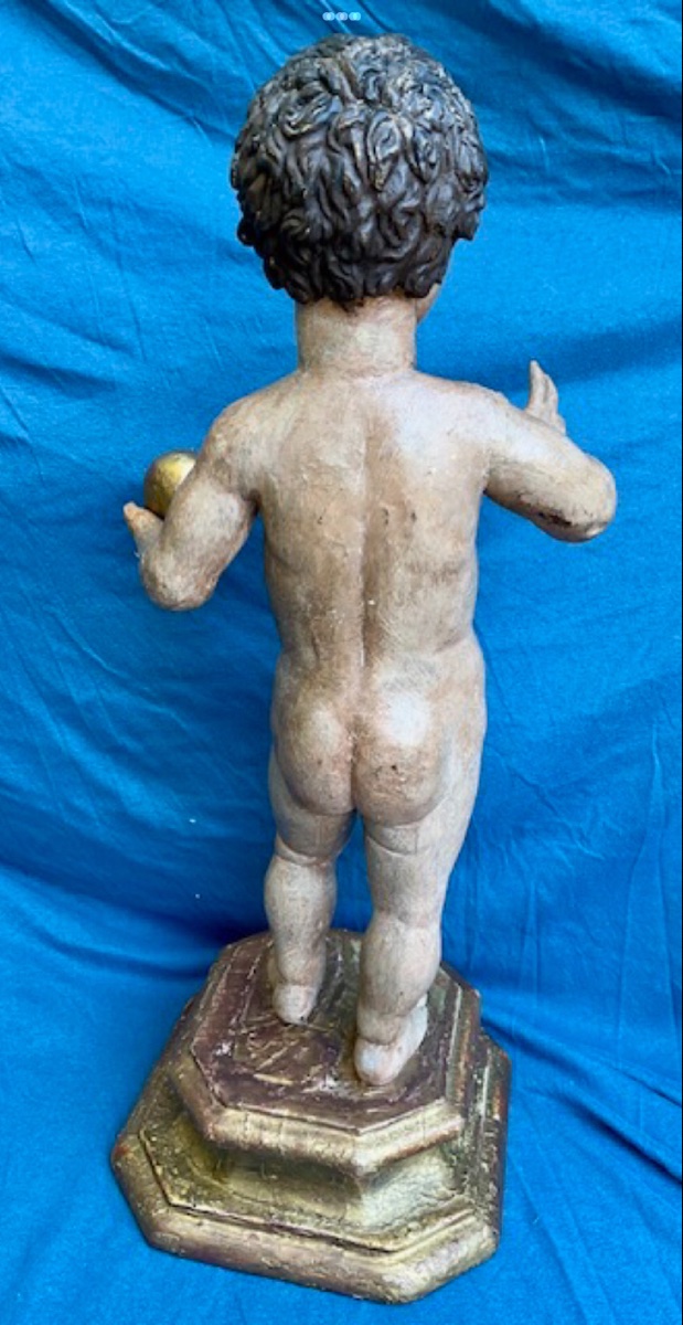 Enfant Jésus Christ « Salvator Mundi, »Italie ou Espagne, environ 1700-photo-3