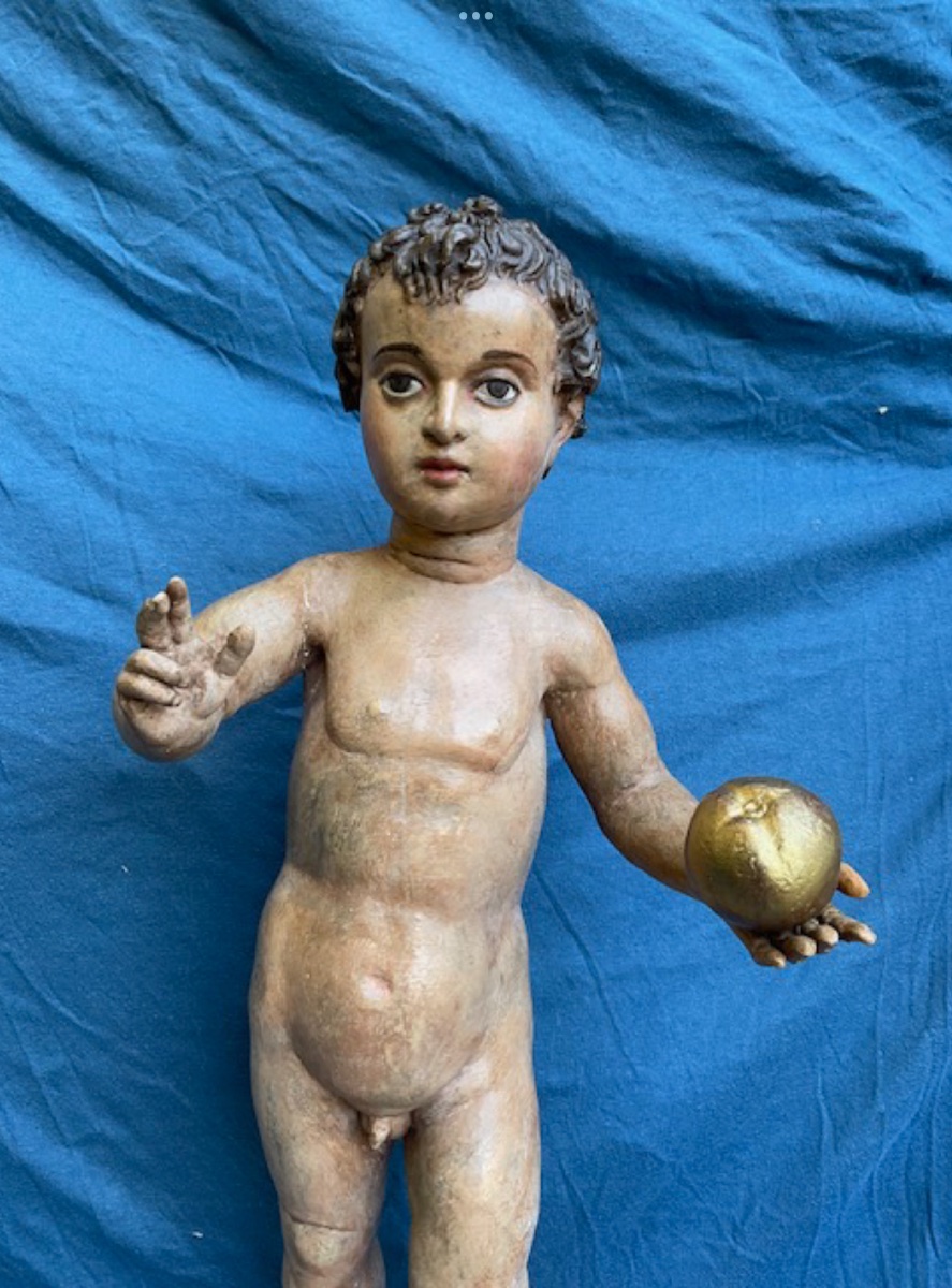 Enfant Jésus Christ « Salvator Mundi, »Italie ou Espagne, environ 1700-photo-4