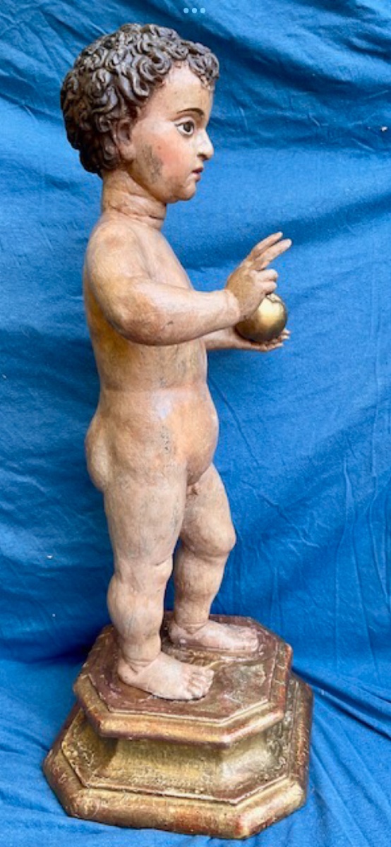 Enfant Jésus Christ « Salvator Mundi, »Italie ou Espagne, environ 1700-photo-1