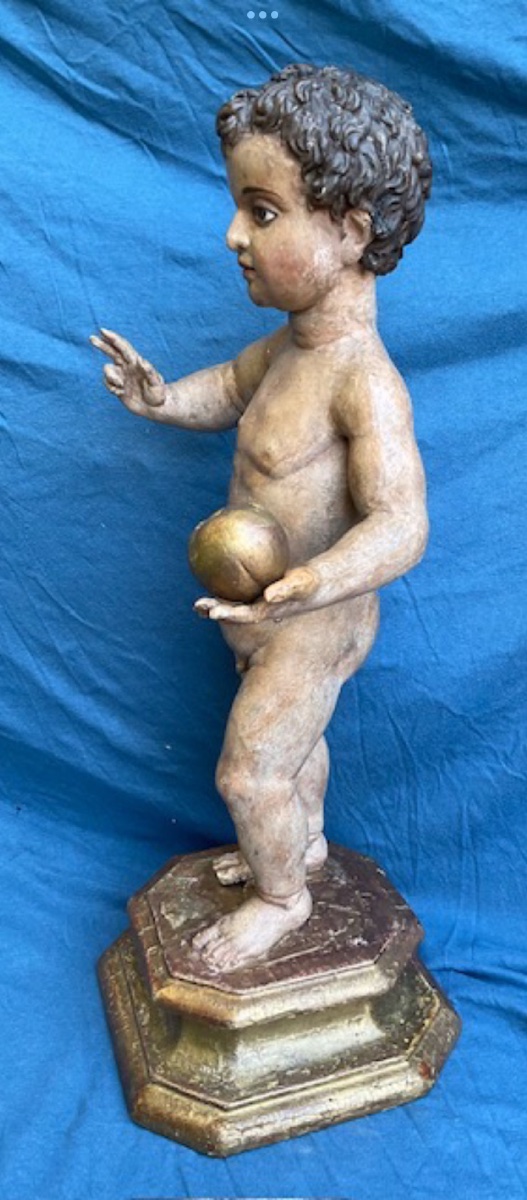 Enfant Jésus Christ « Salvator Mundi, »Italie ou Espagne, environ 1700-photo-2