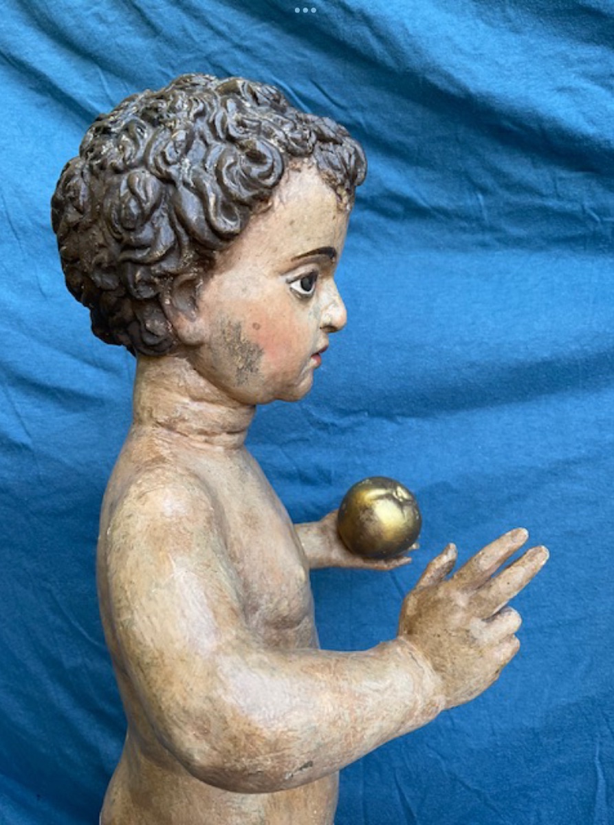 Enfant Jésus Christ « Salvator Mundi, »Italie ou Espagne, environ 1700-photo-3