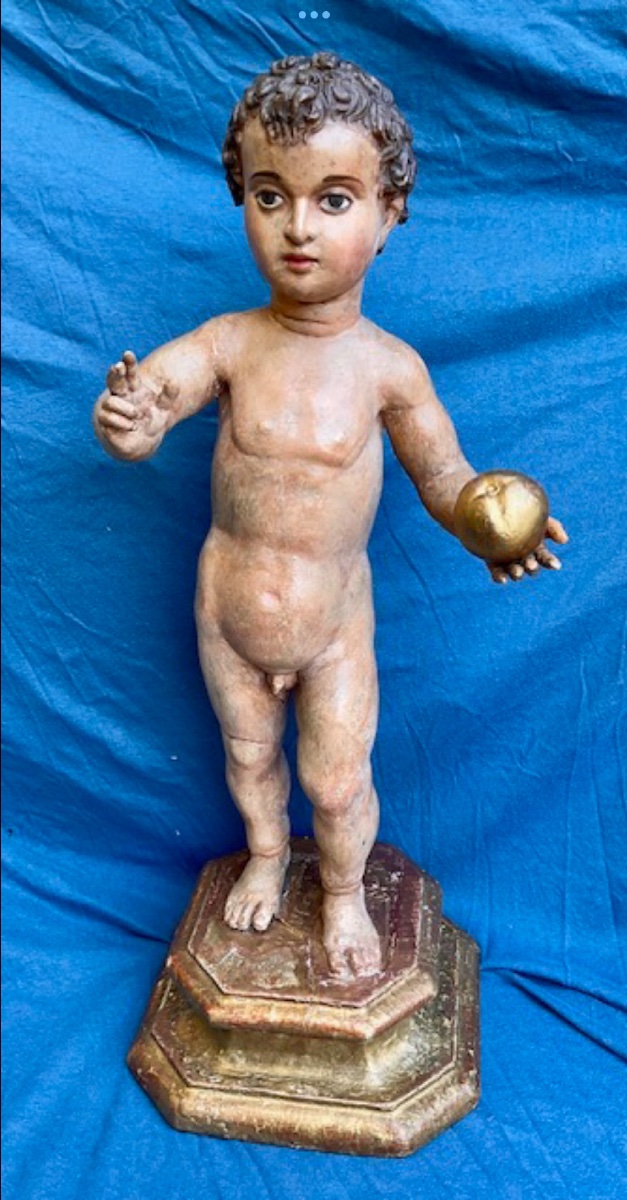 Enfant Jésus Christ « Salvator Mundi, »Italie ou Espagne, environ 1700