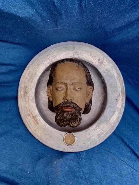 Tête de Saint Jean-Baptiste, Bois  sculpté, polychromé avec Relique, Tyrol du Sud, XIXe siècle