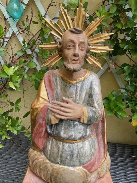 Buste Reliquaire de Saint Benoît (« S. Benedicti ») en Bois Sculpté, Tyrol, XVIIIe siècle-photo-3