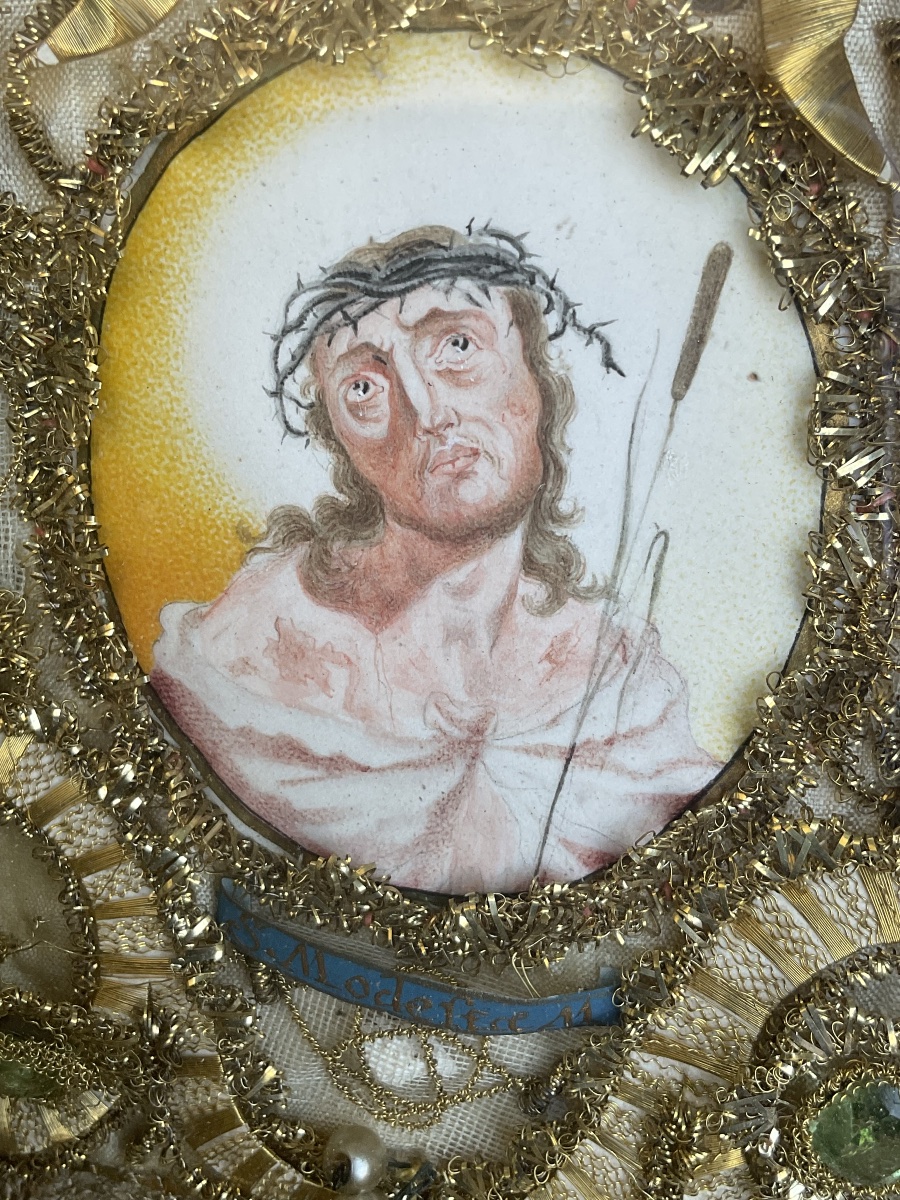 Paire de Cadres Reliquaires de Saints et Martyrs, Tyrol, XVIIIe siècle-photo-2