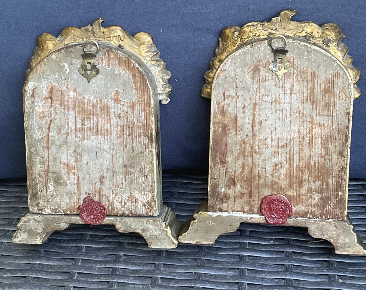 Paire de Cadres Reliquaires de Saints et Martyrs, Tyrol, XVIIIe siècle-photo-3