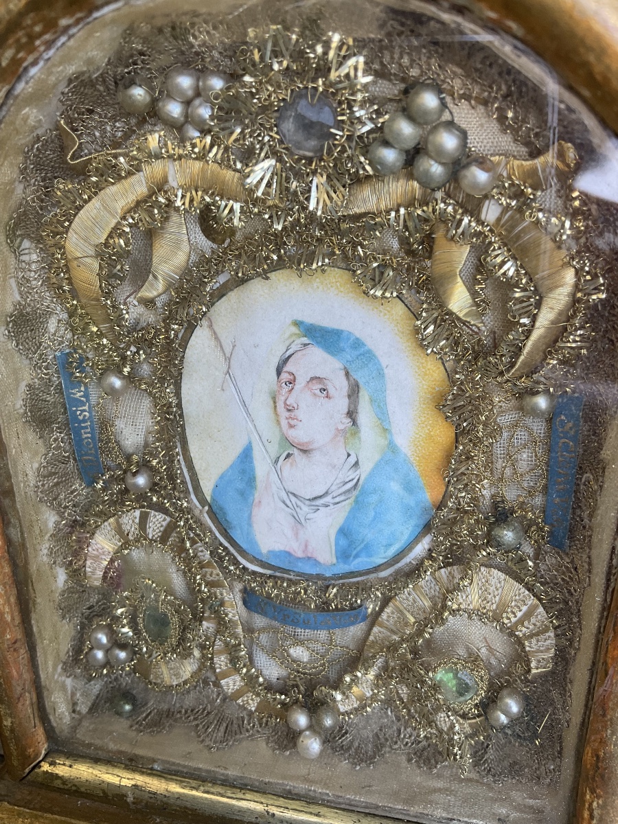 Paire de Cadres Reliquaires de Saints et Martyrs, Tyrol, XVIIIe siècle-photo-3