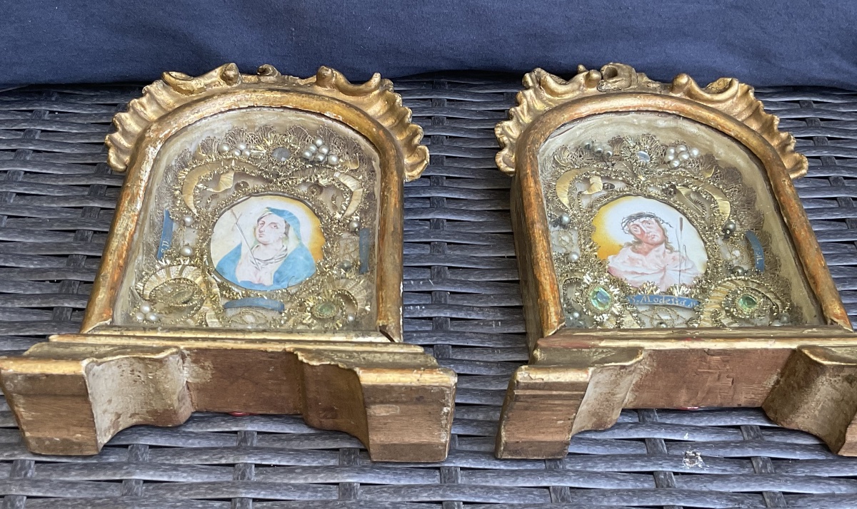 Paire de Cadres Reliquaires de Saints et Martyrs, Tyrol, XVIIIe siècle-photo-6