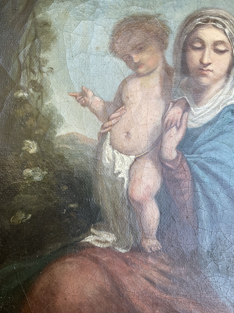 Tableau , Huile Sur Toile, Vierge à l’Enfant, France, vers 1800-photo-2