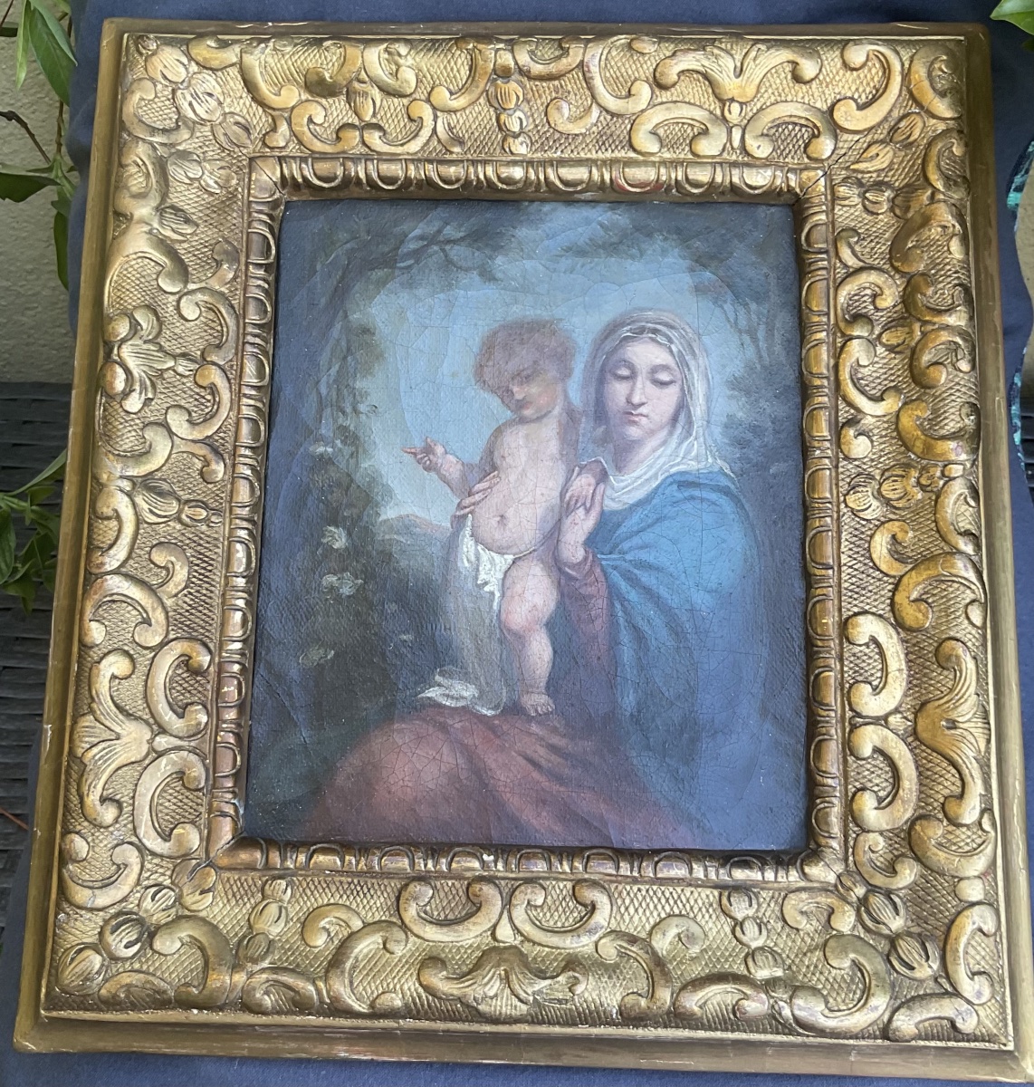 Tableau , Huile Sur Toile, Vierge à l’Enfant, France, vers 1800