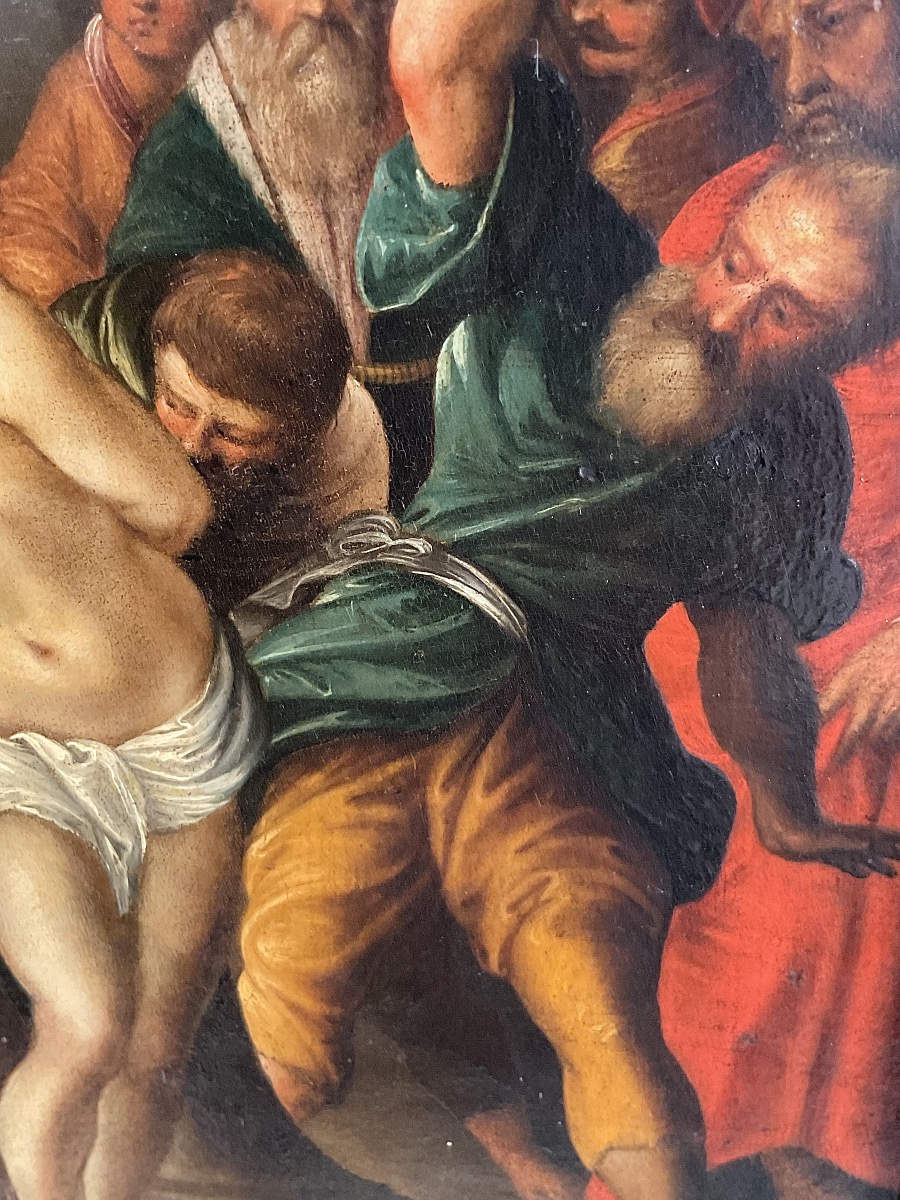 „ Flagellation  du Christ“Tableau , Huile sur Cuivre: École Italo - Flamand , XVIIème Siècle -photo-4