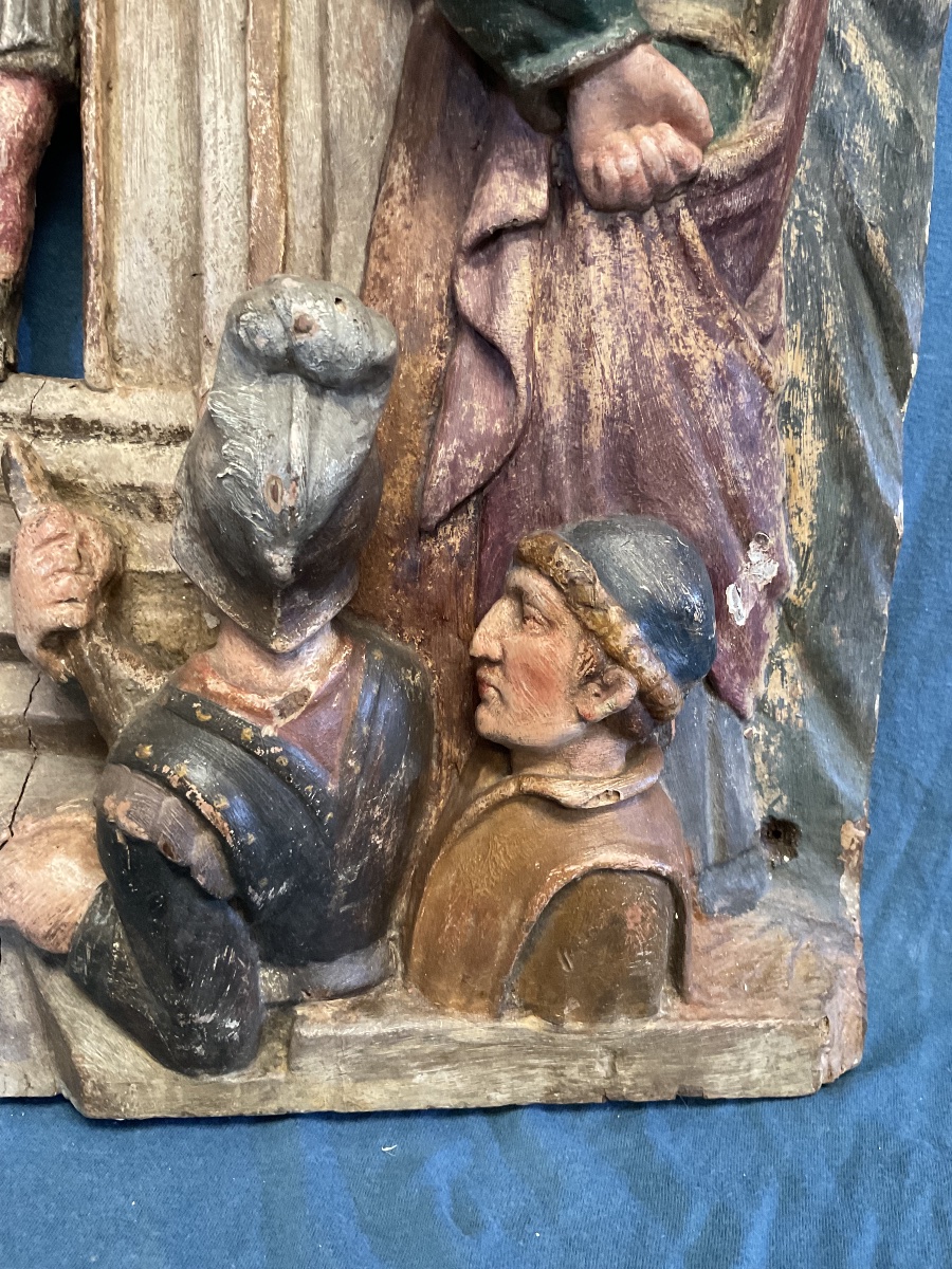 Martyre De La Sainte Agathe De Catane, Basrelief en Bois  Sculpté et Peint, Tyrol Autour De1800-photo-1