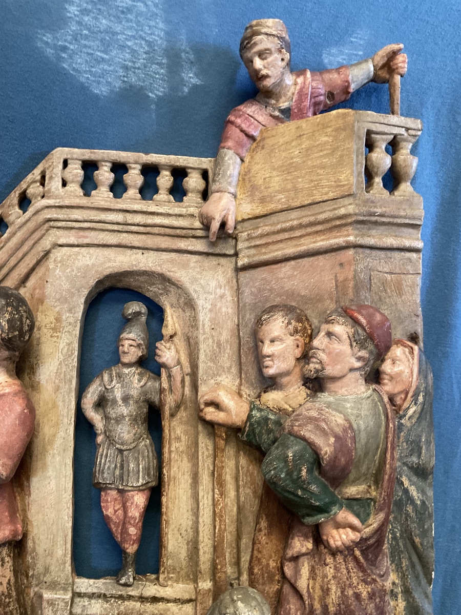 Martyre De La Sainte Agathe De Catane, Basrelief en Bois  Sculpté et Peint, Tyrol Autour De1800-photo-6