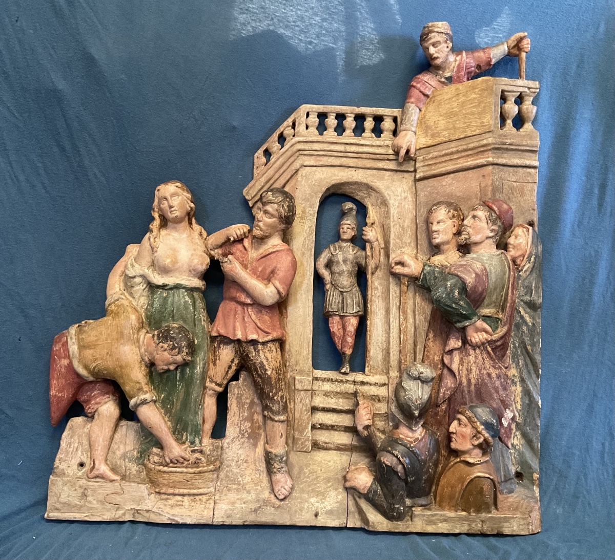 Martyre De La Sainte Agathe De Catane, Basrelief en Bois  Sculpté et Peint, Tyrol Autour De1800