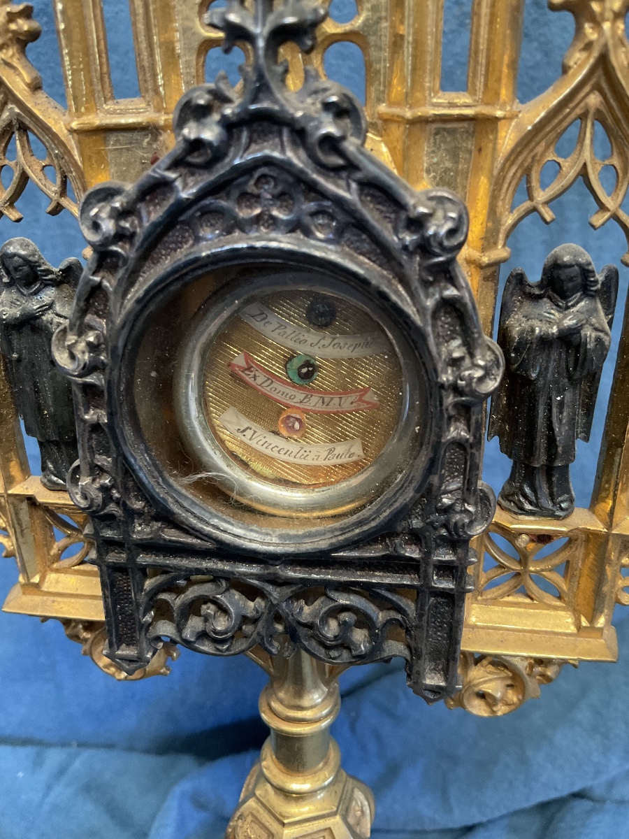 Monstrance - Reliquaire Avec Theca de Réliques De Saints De L‘Époque Neogothique , Bavière XIXe-photo-1