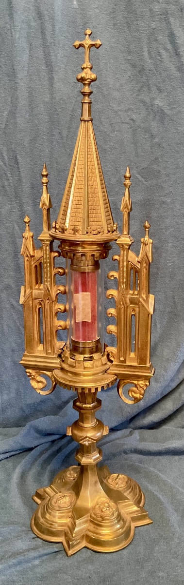 Monstrance - Reliquary “ex Ossibus” Of St. Jucundis M., Gilded Bronze, 19th-century France -photo-3