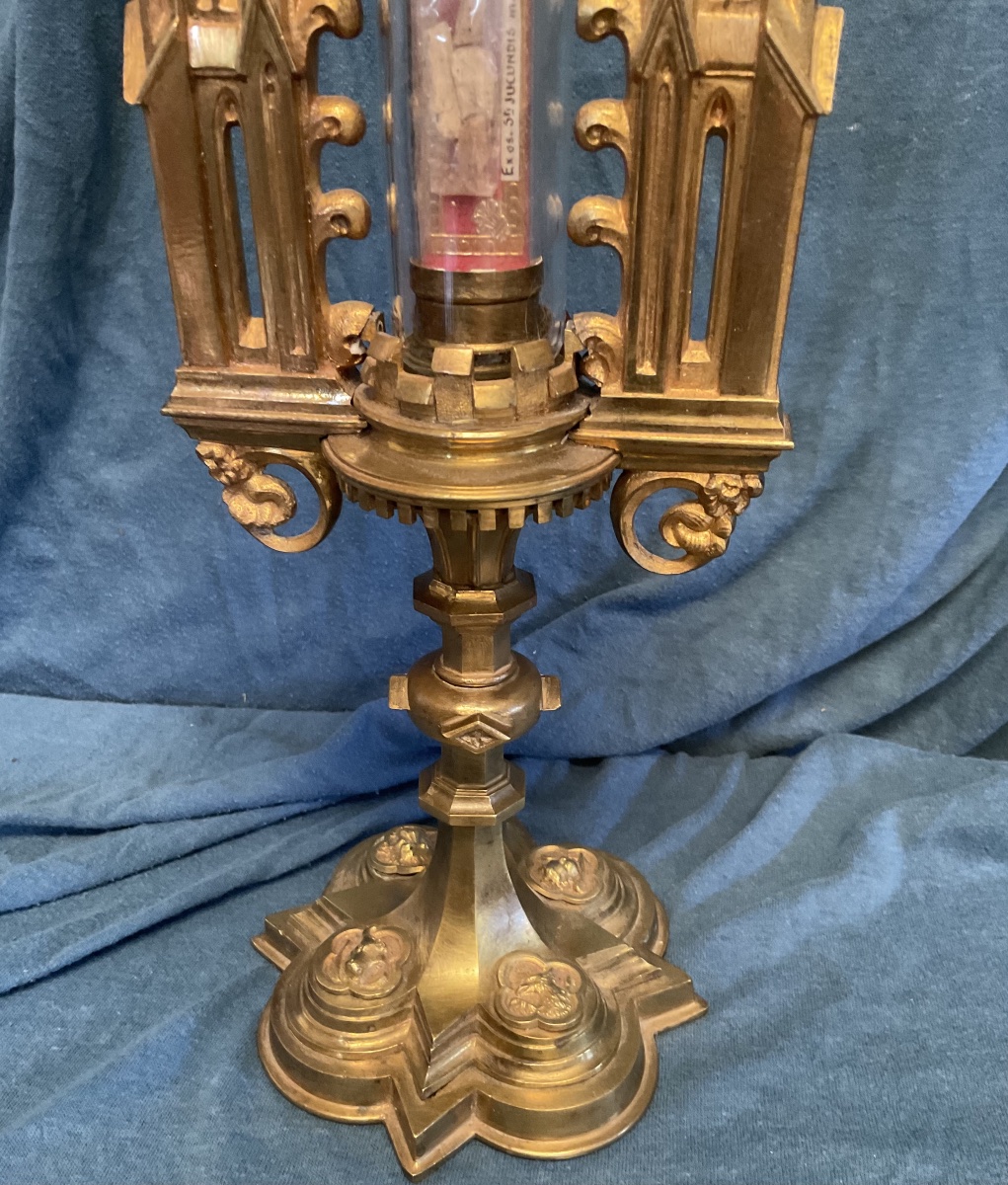 Monstrance - Reliquary “ex Ossibus” Of St. Jucundis M., Gilded Bronze, 19th-century France -photo-2
