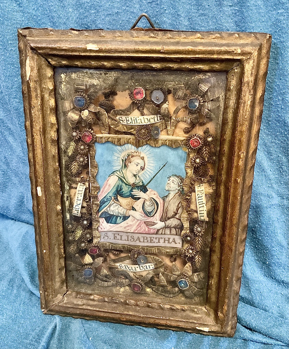 Pair Of Frames—reliquaries, Tyrolean Folk Art (made By Nuns), Circa 1800-photo-3