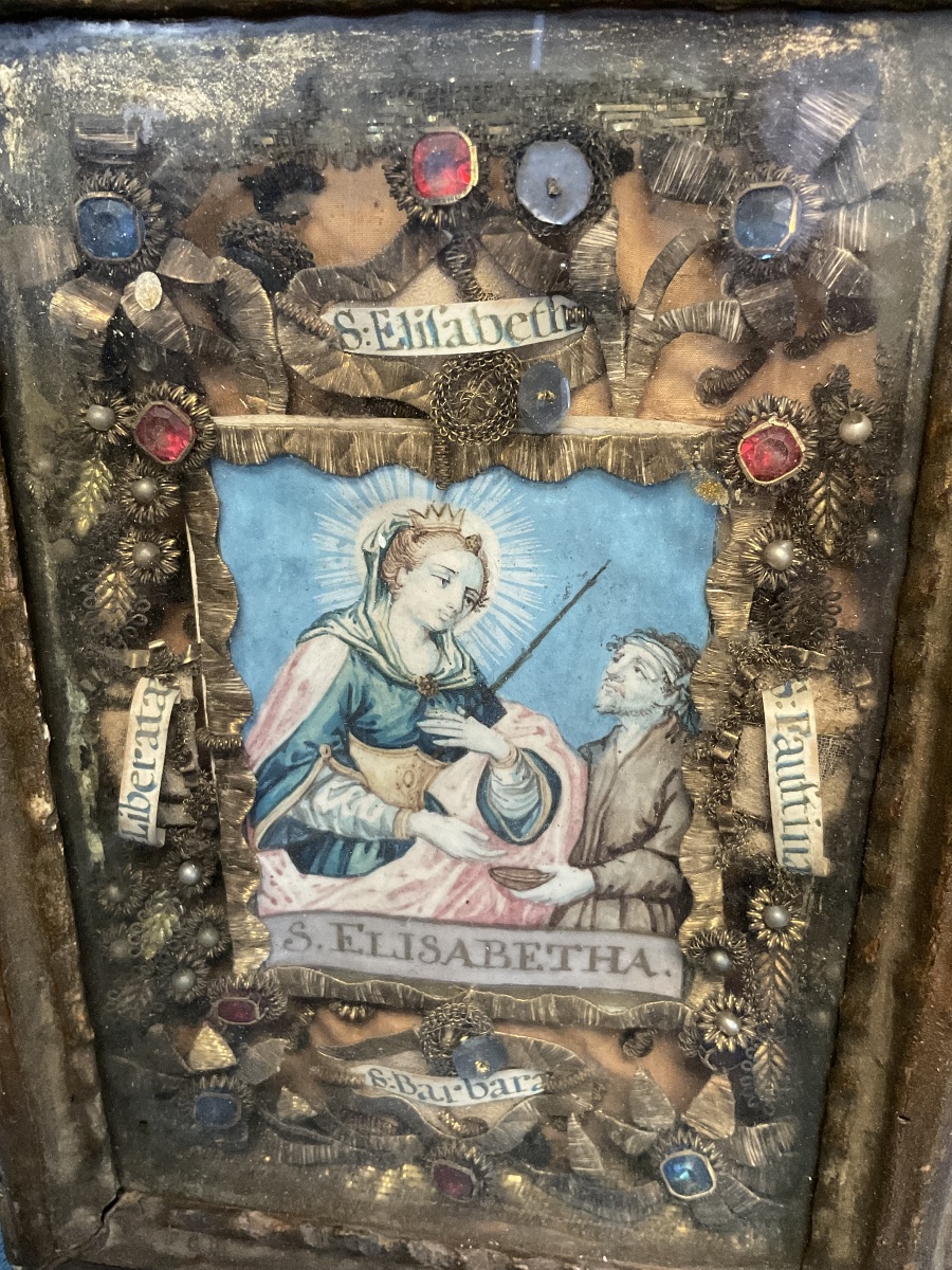 Pair Of Frames—reliquaries, Tyrolean Folk Art (made By Nuns), Circa 1800-photo-4